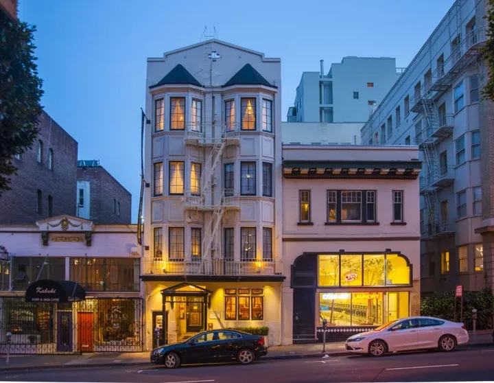 A guest room at the Golden Gate Hotel in San Francisco, California